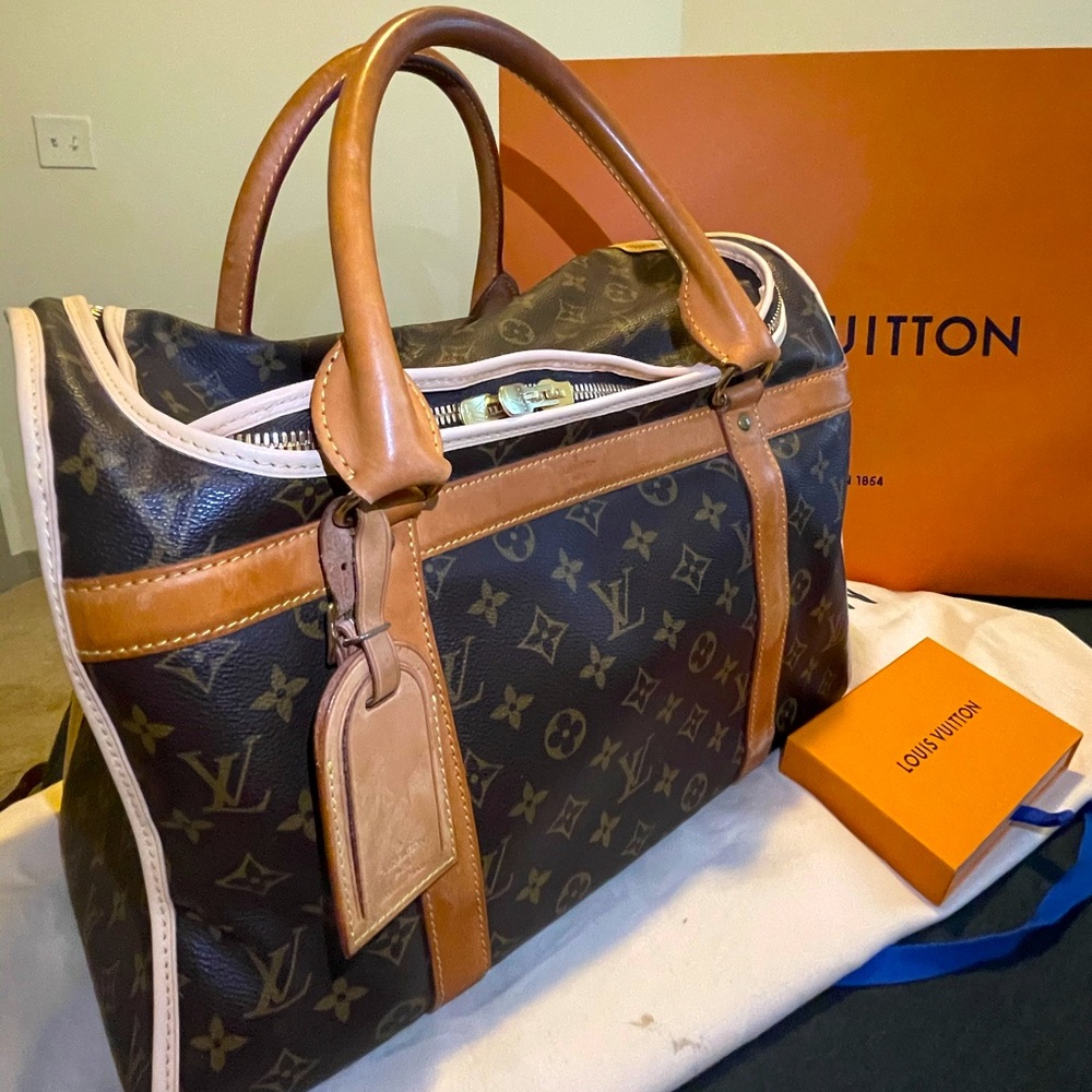 Louis Vuitton Brown Monogram Canvas Pet Carrier with Tan Leather Trim